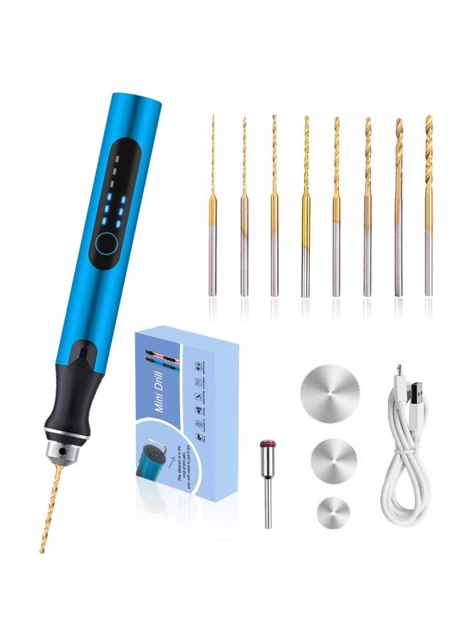 3-Speed Cordless Mini Drill Pen With 8 Small Drill Bits,Rechargeable Electric Hand Drill Pin Vise,Resin Drill Set For Jewelry Making,Resin,Plastic,Wood,Keychains DIY (BLUE) - Image 1